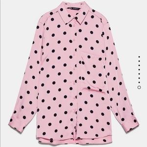 Zara polka dot blouse with pocket